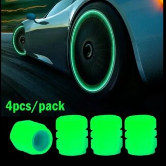 Luminous Green Wheel Valve Caps 4 Pcs Pack