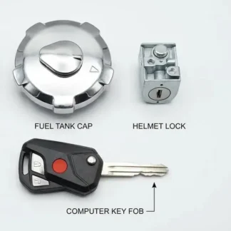 Motorcycle Fuel Tank Lock Set with Key & Helmet Lock