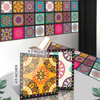Multicolor Mandala Wall Stickers 4.8" Square Pack of 12