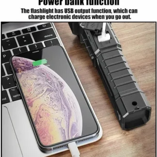 Black ABS Plastic LED Search Light with Power Bank Function
