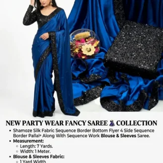 Shamoze Silk Sequence Saree Set 7 Yard Blouse & Sleeves