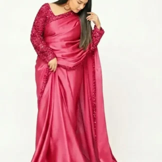 Shamoze Silk Saree with Sequence Border & Sleeves