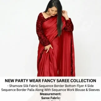 Shamoze Silk Saree with Sequence Border & Sleeves