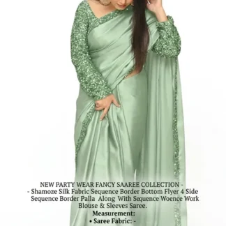 Shamoze Silk Saree with Sequence Work & 7 Yard Length