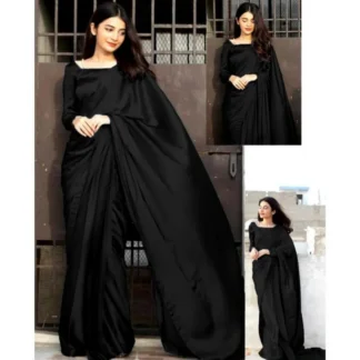 Black Shamoz Silk Saree Set for Weddings Parties