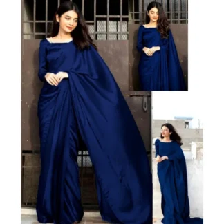 Royal Blue Shamoz Silk Saree Set with Blouse for Weddings