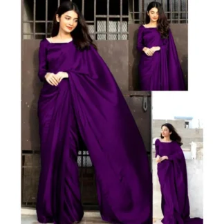 Purple Shamoz Silk Saree Set for Weddings Parties