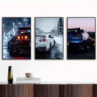 Set of 6 Cars Wall Art Frames for Home Office Decor