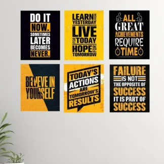 Set of 6 Motivational Wall Art Frames for Home Office