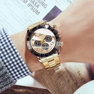 Stainless Steel Waterproof Watch Multi-function Timing Running Second