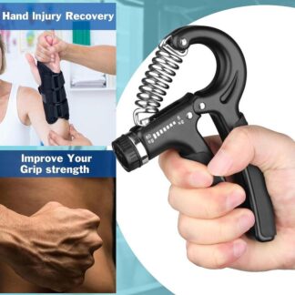 Hand Gripper Adjustable Resistance 5kg-60kg Black ABS